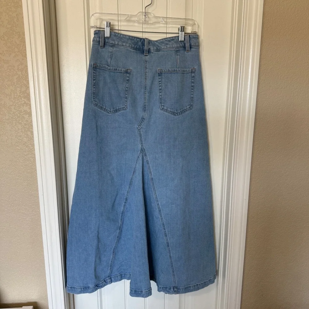 Banana Republic Denim Maxi Skirt Womens 4 Blue Excellent Flared High Rise Boho
